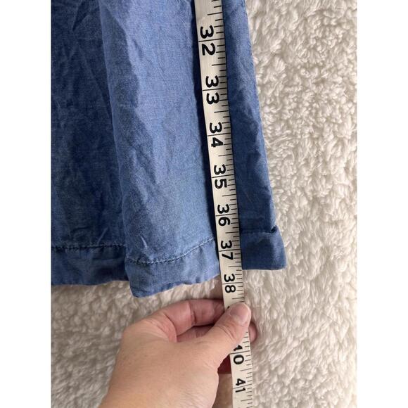 NIC+ZOE Pants Women's Size Medium Blue Wide Leg Pull On Pockets Lyocell Chambray - Picture 2 of 9